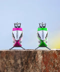 Front view of M2 V3 Sport BNF RC Helicopter For Adults With OFS3 Plus Flight Controller R40X3 Brushless Motor in pink and green.