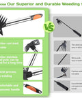 17 Inch Weed Puller Tool 2 In 1 Garden Hoe And Rake For Weeding Uprooting Planting Portable Manual Weeder With 4 Teeth Rake