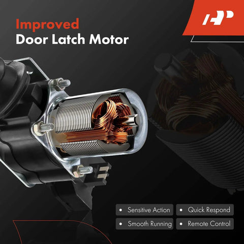 Improved door latch motor showcasing sensitive action, quick response, smooth running, and remote control features.