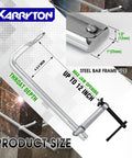 Beefy 4 Pack Heavy Duty 12 Inch F Clamp Set With 4 3/4 Inch Throat Depth, steel construction, product size details.
