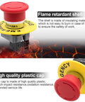 Red Mushroom Head Emergency Stop Push Button Switch 1 Pack Heavy Duty Metal Body With High Conductivity Built To Last Stop Button for Machinery Safety and Control Corrosion Resistant, red mushroom cap