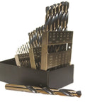 Top Notch 29 Piece High Speed Steel Drill Set With 135 Degree Split Point For Precision Drilling Heavy Duty NAS 907B Gold Oxide Finish
