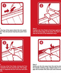 Step-by-step guide using Trim Puller 4 Inch Tile Removal Multi Tool for safe baseboard removal, showing front and side views.