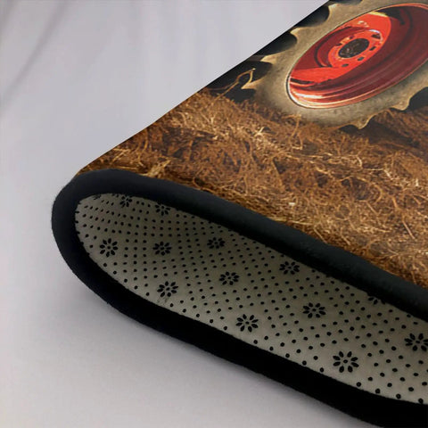 Close-up of Cozy 36X24 Inch Non Slip Doormat With Low Profile Design, Machine Washable Area Rug Featuring Fantasy Farm Tractor Print