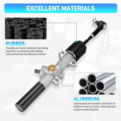EZGO Golf Cart Steering Gear Box Assembly And Steering Rack For TXT And MPT 2001 Up Gas And Electric Carts With Ball Joint And Latch Replacement Kit Bundle Heavy Duty, focus on components and materials.