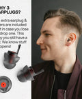 Man wearing Reusable Motorcycle Earplugs For Riders With Wind Noise Protection And High Fidelity Filter Up To 26dB
