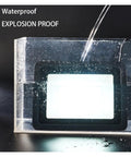 JUDYSSY Led Floodlight Ip68 Waterproof 220 tested under water, showcasing its explosion proof design and strong illumination.