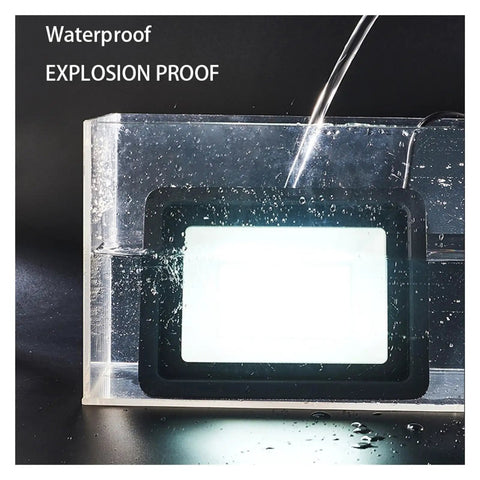 JUDYSSY Led Floodlight Ip68 Waterproof 220 tested under water, showcasing its explosion proof design and strong illumination.