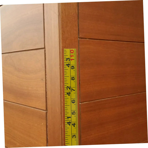 No Sweat Self Adhesive Measuring Ruler Tape 2 Pack For Industrial Workbenches And Cutting Tables against wood panel.