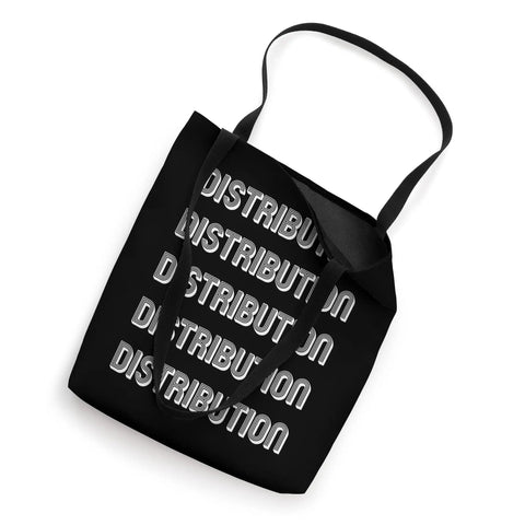 Straight Up The Fresh Canvas Tote Bag For Logistics Crews Bold Distribution Typography Graphic Heavy Duty 16X16 Inch Daily Shopper With Sturdy Straps showing bold 'DISTRIBUTION' text design.