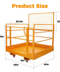 Heavy Duty Forklift Safety Cage With 1400 Lbs Capacity Rock Solid Steel Aerial Lift Basket dimensions labeled on image.