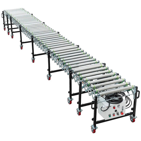 Workhorse 24 Inch Powered Flexible Roller Conveyor Built Rock Solid For Friction Free Package Transport And Lightning Fast Warehouse Loading Zones With Quick Length Tweaks, extended view.