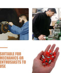 Essential Grease Fitting Caps Replacement Kit, 20 iron and rubber zerk nipples for vehicle hydraulic systems, shown in hand