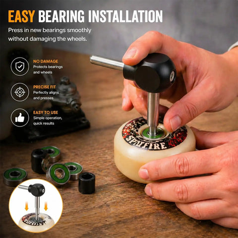 Using Skate Bearing Press And Puller Tool for Inline Skates Skateboards Longboards and Kick Scooters 8mm 608 Bearings Install