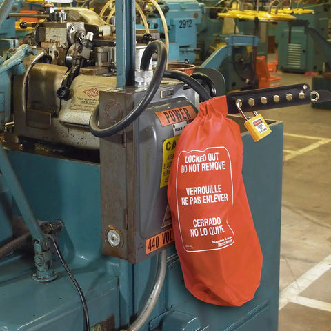 Lockout Tagout Oversized Plug And Hoist Control Cover For Odd Sized Electrical Connectors And Hoist Controls on machine