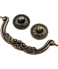 Six Pack Drop Cabinet Drawer Pulls With 3-3/4 Inch Center To Center Bail Handles In Yellow Bronze Finish For Vintage Dresser And Furniture