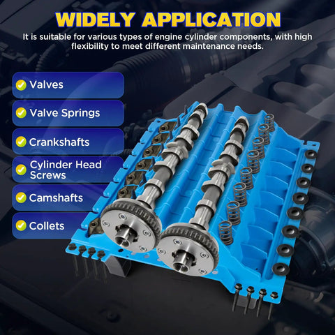 Pro Grade Engine Part Organizer Nylon Tray for Valves and Engine Parts Keeps Valve Springs Crankshafts Camshafts Cylinder Head Screws Collets and More Neatly Stacked for Easy Tool Storage and Quick Access for Auto Shop or DIY Garage