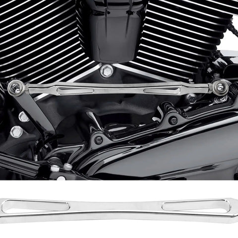 Chrome Gear Shift Linkage Replacement For Harley Softail Dyna Touring Road King Electra Street Glide Tri Glide 1986 And Later Billet Aluminum Build Smooth Shifting Easy Adjustment Slick Chrome Finish on V-twin engine
