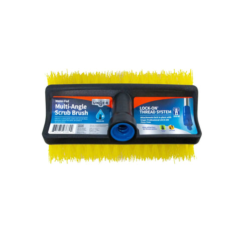 HydroPower 10-Inch Bi-Level Scrub Brush for Tough Grime, Lock-On outdoor cleaning tool with multi-angle bristles, front view