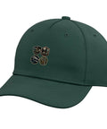 Cool Dark Green Machinist Baseball Hat With CNC Vise Gauge Square Printed Design showing badges on front, adjustable fit for men.
