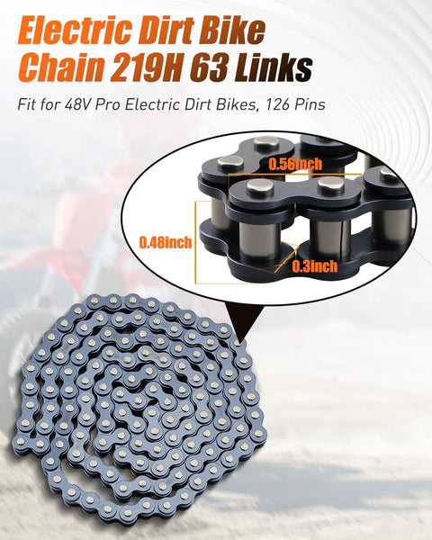 Heavy Duty 219H Chain With 126 Pins For 48V Pro Electric Dirt Bikes Built Tough With Premium Metal High Strength Wear