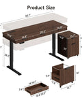 Killer 55 Inch Electric Standing Desk With Smooth Walnut Top And Ultra Silent Motor Making Your Sit Stand Workspace A Breeze While Nailing Daily Ergonomic Comfort size diagram showing dimensions and components.