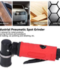 Heavy Duty Pneumatic Die Grinder Pulling Serious Power At 15000 Rpm with red ergonomic handle and compact design for metal removal.