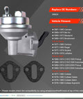 Drop-In High-Flow Mechanical Fuel Pump 35 GPH 7.5-9.5 PSI For Chevy Small Block SBC 305 327 350 V8 with gaskets and specifications.