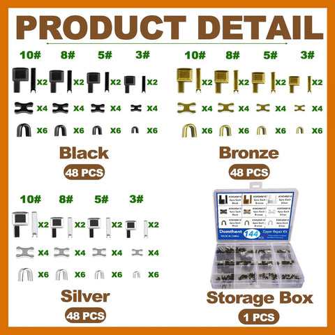 144 Piece Universal Zipper Repair Kit For Everyday Use A Must Have With Four Zipper Sizes 3 5 8 10, Insertion Pins, 3 Color Zipper Stops And Retainer Box, Latch Slider Retainer For Jackets Coats Boots Backpacks And More.