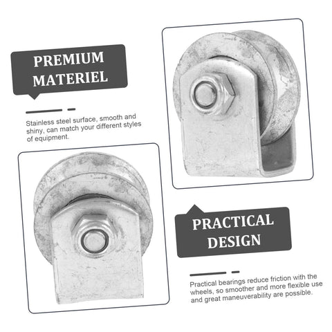 Veemoon heavy-duty V-groove wheel pulley caster with cast-iron wheel and bolt-on bracket for garage door installation.