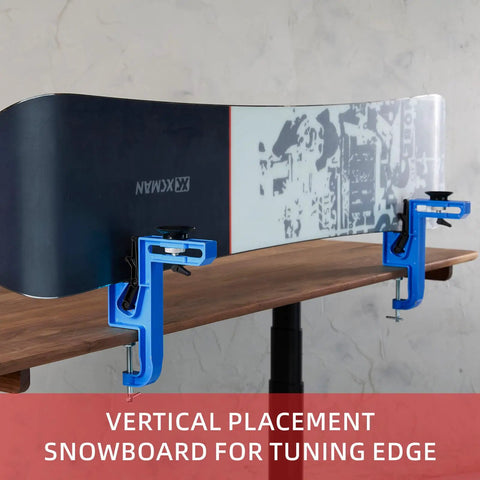 Heavy Duty Ski And Snowboard Vise With Suction Cup For Tuning And Waxing, All Metal Aluminum 2 Piece Design holding snowboard