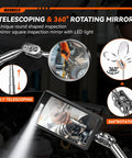 Telescoping Magnetic Pickup Tool Set With Portable Bag Extendable Flashlight And 360 Degree Inspection Mirror in use