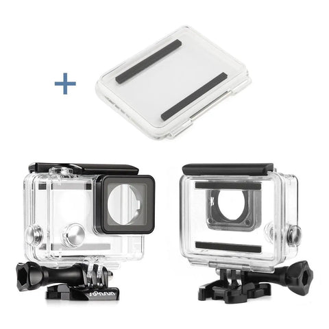 Waterproof Dive Housing For GoPro Hero 3 3 Plus And 4 Cameras With BacPac Screen, 40M Underwater Case, front and back views