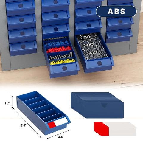 40 Drawer Bolt Bin Organizer Cabinet with metal body and ABS drawers, shown open with nuts, bolts, screws, and hardware labels