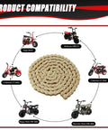 KAMIER #35 drive chain, gold, 140 links with chain breaker tool; center-stage with mini bike compatibility diagram.