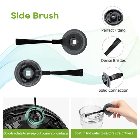 Ion Robot Vacuum Spare Parts Kit Compatible With AV751 AV752 AV753 S87 R85 RV850 RV850WV side brush installation and cleaning