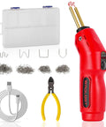 Cordless Plastic Welder Kit With 2600mAh Battery USB C Fast Charge 3 Second Heat To 1380F, staples, case, cable, pliers visible
