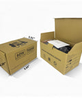Open packaging box of 60W Soldering Station With Fast Heat Iron, showing contents and dimensions in brown cardboard.