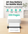 Super Slick Portable Wireless Thermal Printer Zero Hassle 300 Dpi Resolution Prints On Phones And Laptops Big Time Travel Essential For Quick Documents Anywhere In Matte Black Layout with documents stacking.