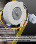 Drop In Evaporator Fan Motor WR60X10185 for GE and Hotpoint Refrigerators, 9.75V DC, 4 wires, 6 pin plug, close-up view