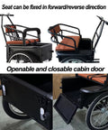 Three Wheel Pedal Tricycle With Detachable Training Wheels, Front seat tandem trike, dual brakes, canopy and guardrail, open cabin door