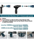 Diagram of Pro Grade Diamond Core Drill Bits Kit For Tile And Stone, Ten Piece Set with recommended machines and RPM details.