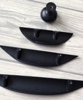 Matte Black Cup Drawer Pull Cabinet Door Handle For Dresser And Vanity Modern Kitchen Hardware 3.75 Inch Center To Center 6.7 Inch Long