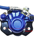 Rear And Front Hydraulic Brake Assembly Kit Bolt On With Caliper Master Cylinder Disc Rotor And Brake Pads For Go Kart Golf Cart ATV Blue Fits 50cc To 200cc Quad Bikes Durable Replacement Parts For Go Kart And ATV With Superior Stopping Power close-up of blue caliper with measurements