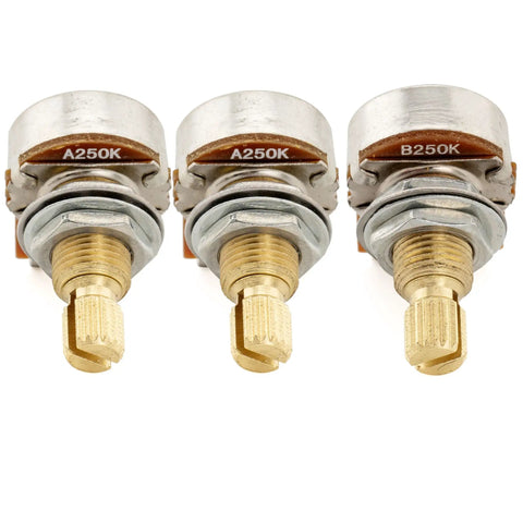 Mini Potentiometer Set For Electric Guitars And Basses A250Kx2 And B250K Linear Taper Pots Brass Shaft 6mm Split Shaft 9.5mm Body