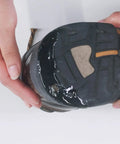 Applying Aquaseal SR Shoe Repair Adhesive for fixing holes in hiking boots, work boots; clear urethane glue on sole, 1 oz.