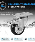 Rock Solid 3 Inch SUS304 Stainless Steel Caster Wheels With Precision Locking Brake Rust Proof Polyurethane Tread in damp settings.