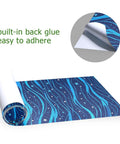 Electric Blue Wave Pattern Grippy Tape For Skateboards Waterproof Non Slip Surface 33x9 Inch Emery Top Layer With PVC Backing