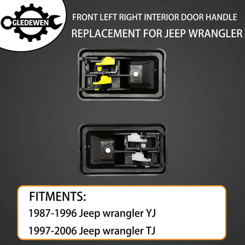 Interior Door Handle Set For Jeep Wrangler YJ TJ 1987-2006 Twin Pack Inside Front Left Driver And Right Passenger Sides Replacement OEM Fit Durable And Easy Install