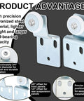 Eight Pack Sliding Closet Door Roller Kit With Screws For Top Hung Bypass Wardrobe Doors Includes Four No 1 Rollers And Four No 2 Rollers Twenty Four Mounting Screws One Half Inch And Three Eighth Inch Offset Rollers Easy Installation Hardware shown in detail